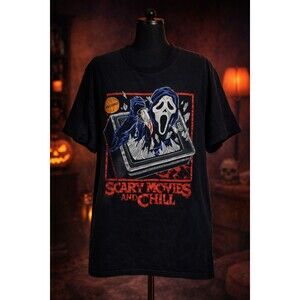 Scream Ghostface Graphic Tee Men’s L Black Horror Shirt – Movie Night Vibes